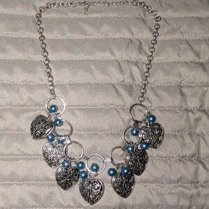 $3 with Bundel ~ Silver Tone Heart Charm Necklace 6284